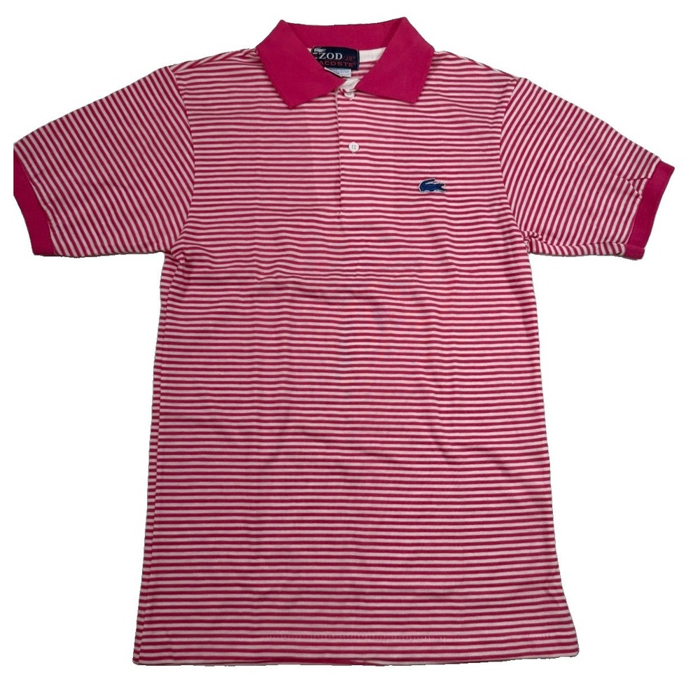 Vintage IZOD Lacoste J.G. Striped Polo Shirt Dark Pink Size 20 16(32)x26